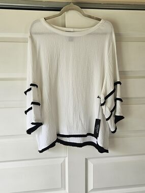 NWT Jones New York White Cotton Gauze Bell Sleeve Blouse 1X